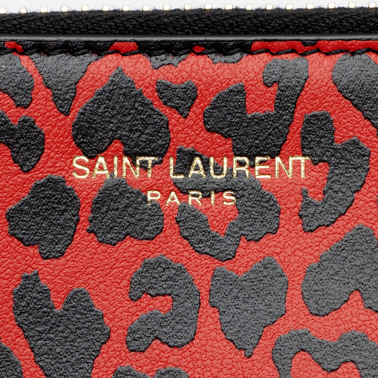 Saint Laurent Calfskin Leopard Zip Pouch fYfCwF