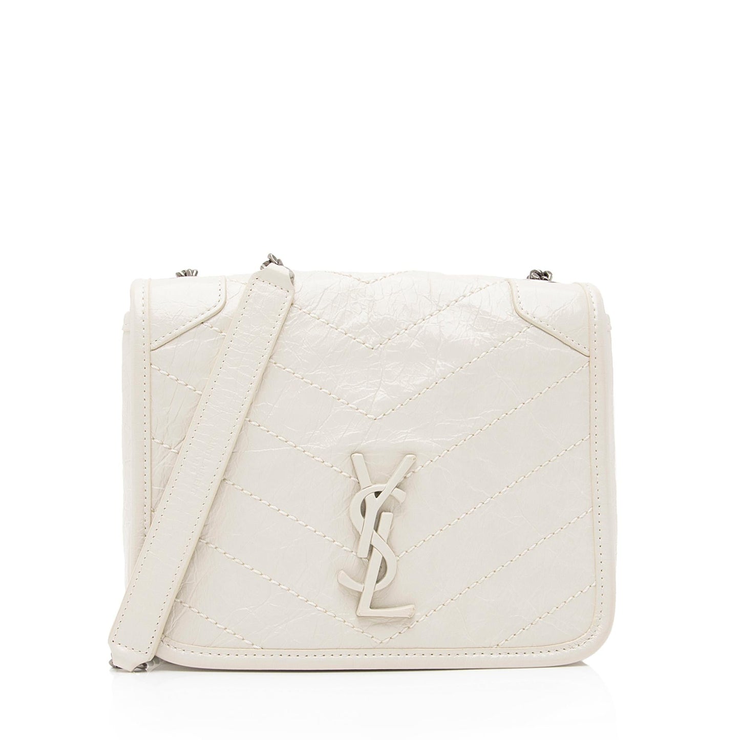 Saint Laurent Crinkled Calfskin Monogram Niki Chain Wallet 23686