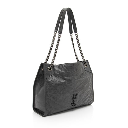 Saint Laurent Crinkled Calfskin Monogram Niki Medium Shopping Tote gLfdmG