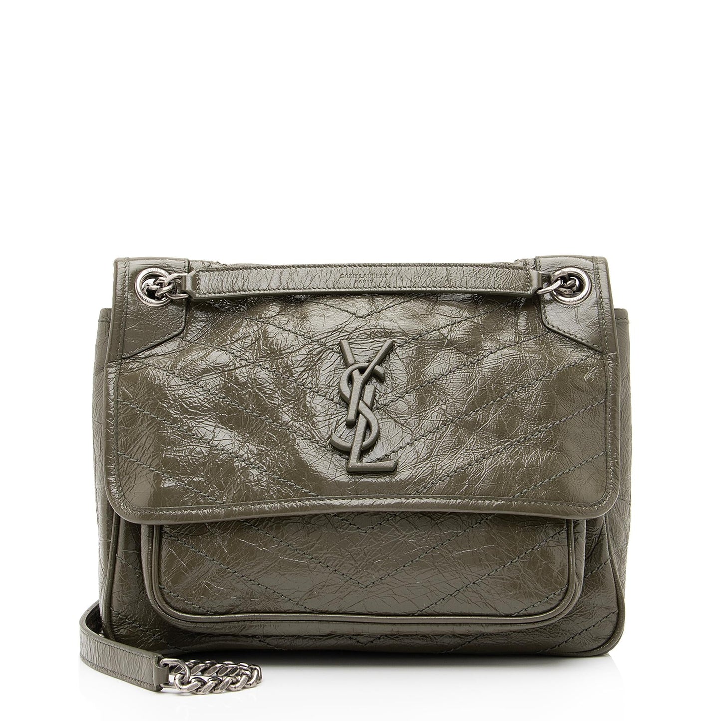 Saint Laurent Crinkled Calfskin Monogram Niki Medium Shoulder Bag 23609