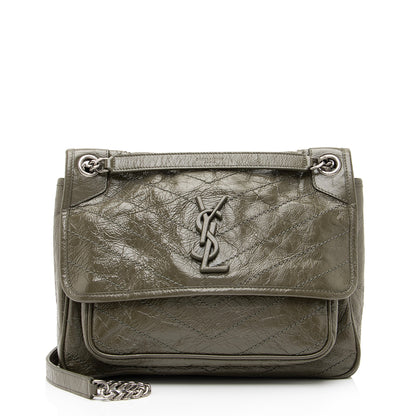 Saint Laurent Crinkled Calfskin Monogram Niki Medium Shoulder Bag 23860