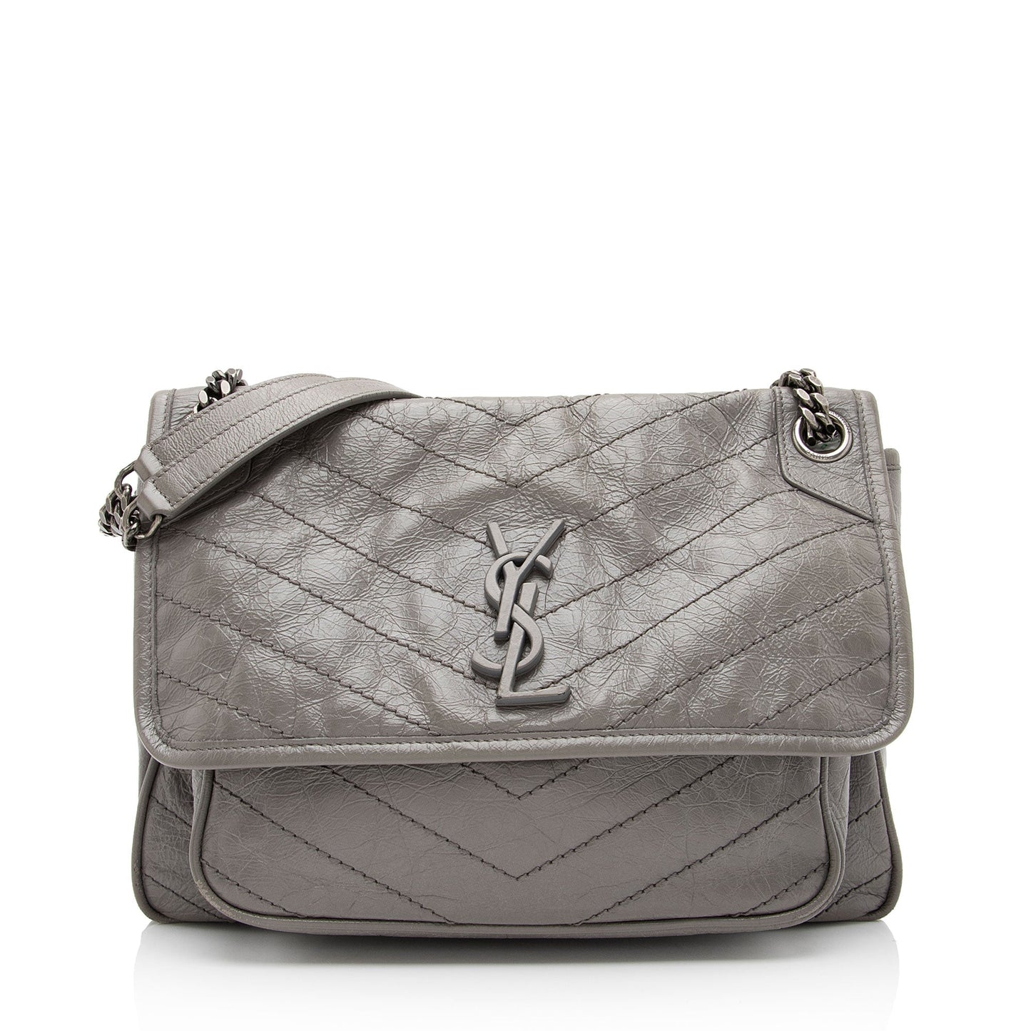 Saint Laurent Crinkled Calfskin Monogram Niki Medium Shoulder Bag Ozz7lD