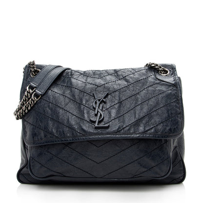 Saint Laurent Crinkled Calfskin Niki Large Shoulder Bag 14097