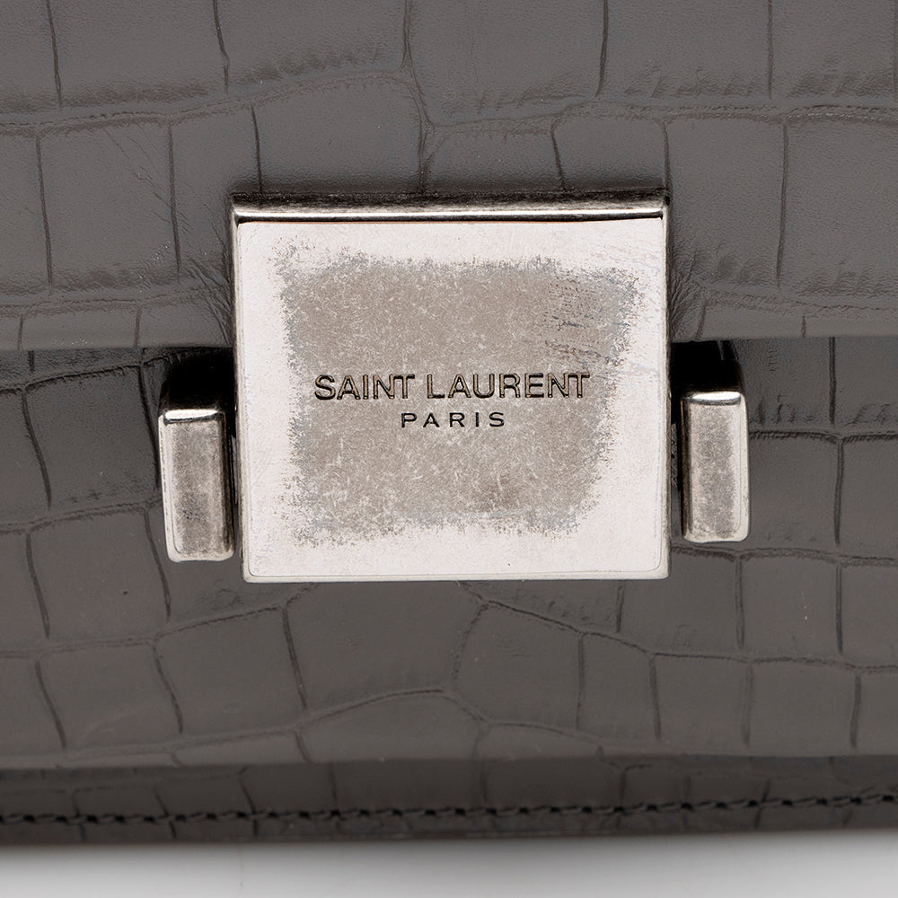 Saint Laurent Croc Embossed Bellechasse Shoulder Bag 18639