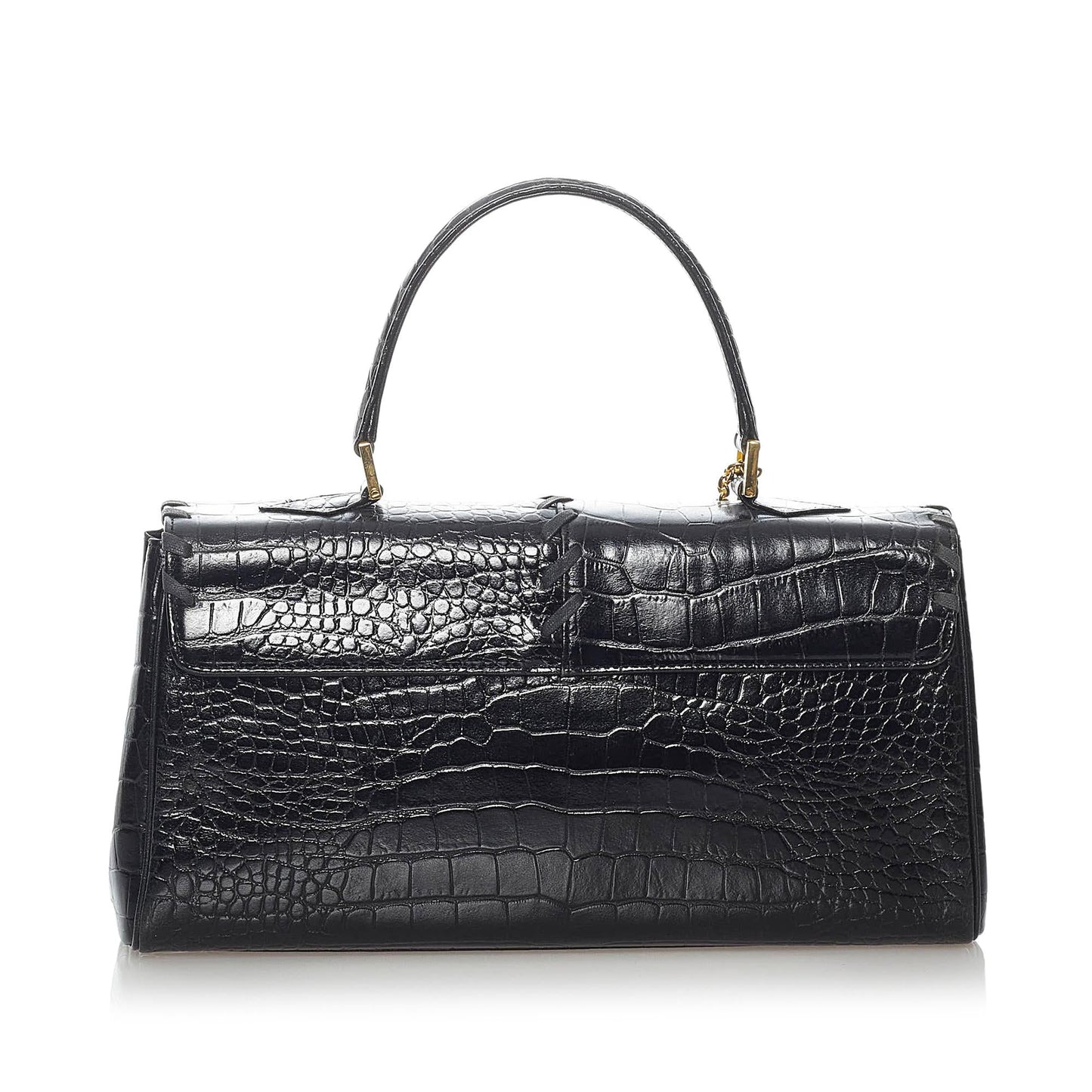 Saint Laurent Croc Embossed Leather Handbag (SHG-30599