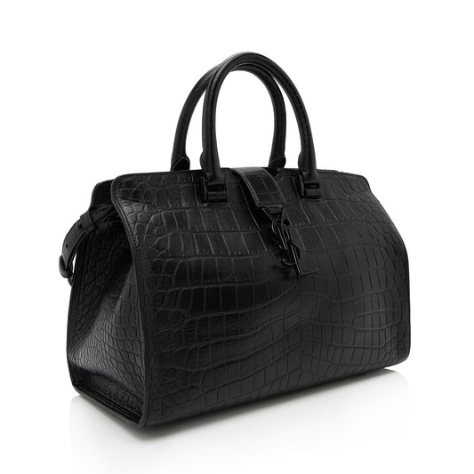 Saint Laurent Croc Embossed Leather Monogram Baby Cabas Tote QBG3Zi