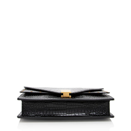 Saint Laurent Croc Embossed Leather Margaux Shoulder Bag 17900