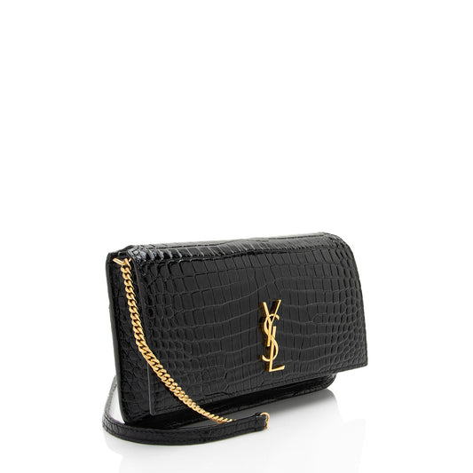 Saint Laurent Croc Embossed Monogram Phone Holder Shoulder Bag 8nnftx