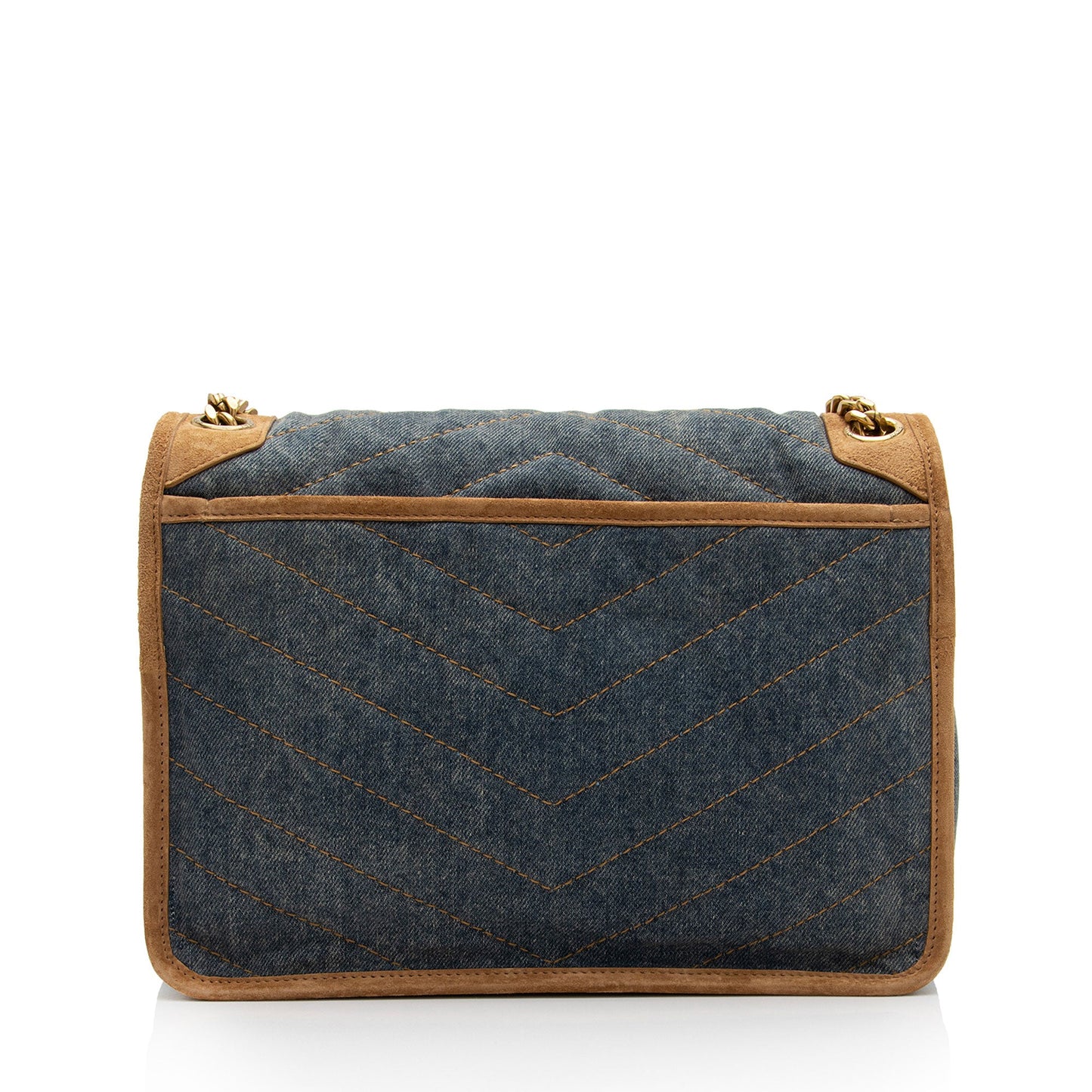 Saint Laurent Denim Suede Monogram Niki Medium Shoulder Bag fpTQXb