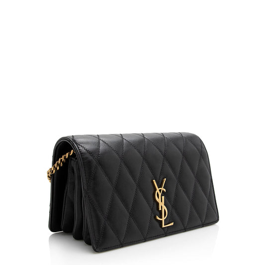 Saint Laurent Diamond Quilted Leather Monogram Angie Small Shoulder Bag 22533