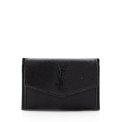 Saint Laurent Grain De Poudre Embossed Leather Uptown Card Case 18702