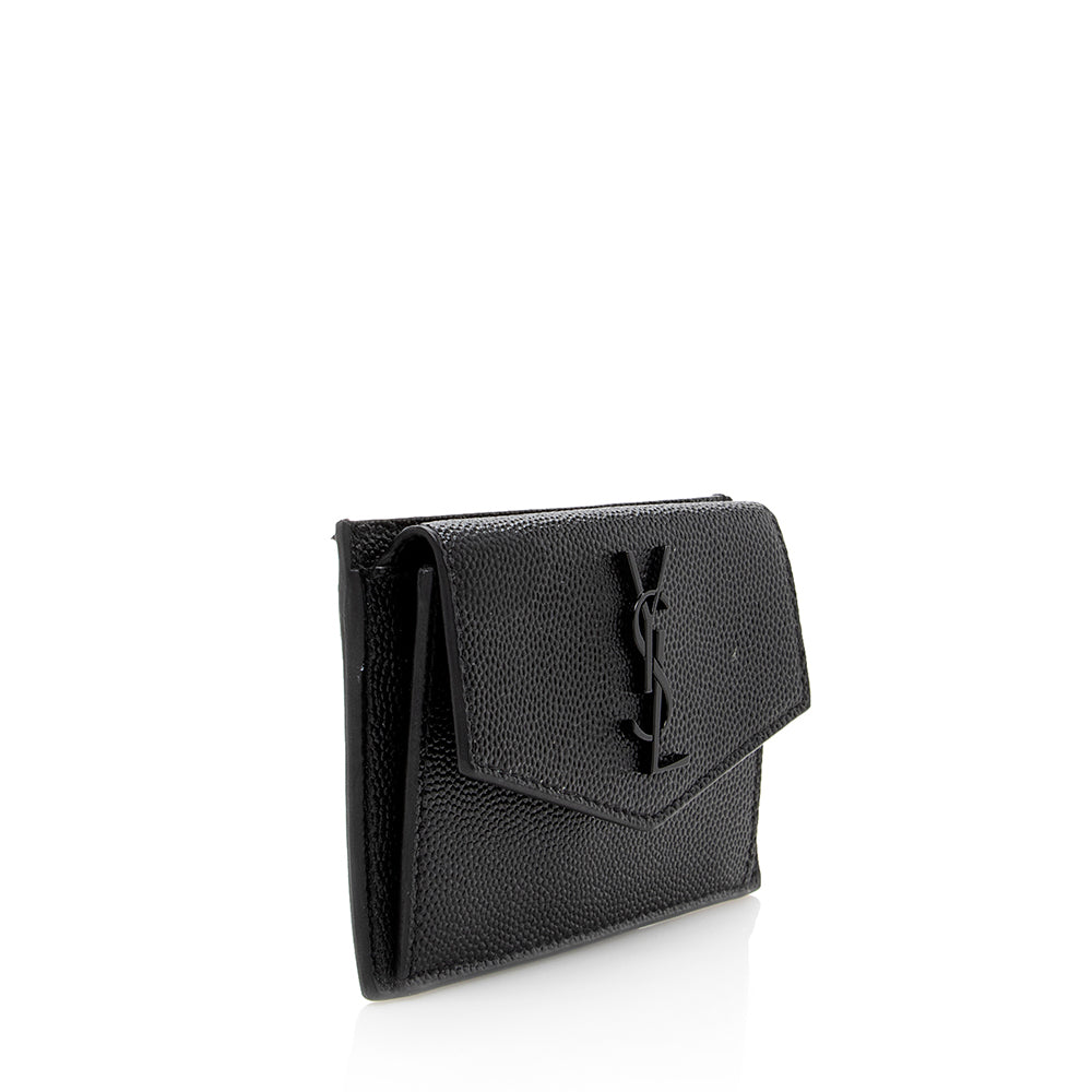 Saint Laurent Grain De Poudre Embossed Leather Uptown Card Case 18702