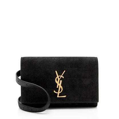 Saint Laurent Suede Croc Embossed Kate Belt Bag fiWAvm