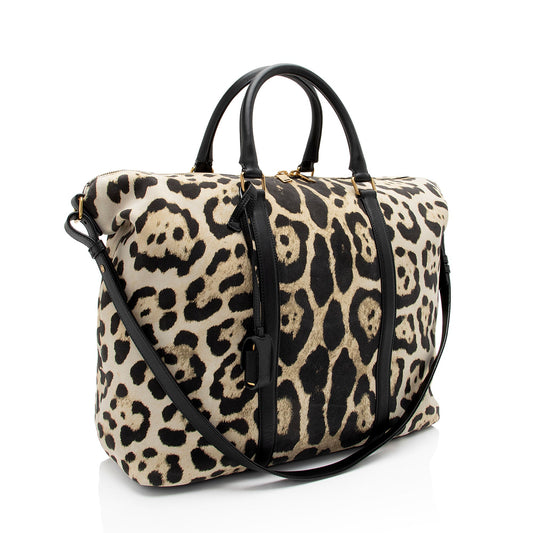 Saint Laurent Suede Leopard Print Camden Tote YPOyM8