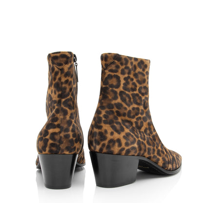 Saint Laurent Suede Leopard Print Vassili Boots - Size 6 / 36 aqeffq