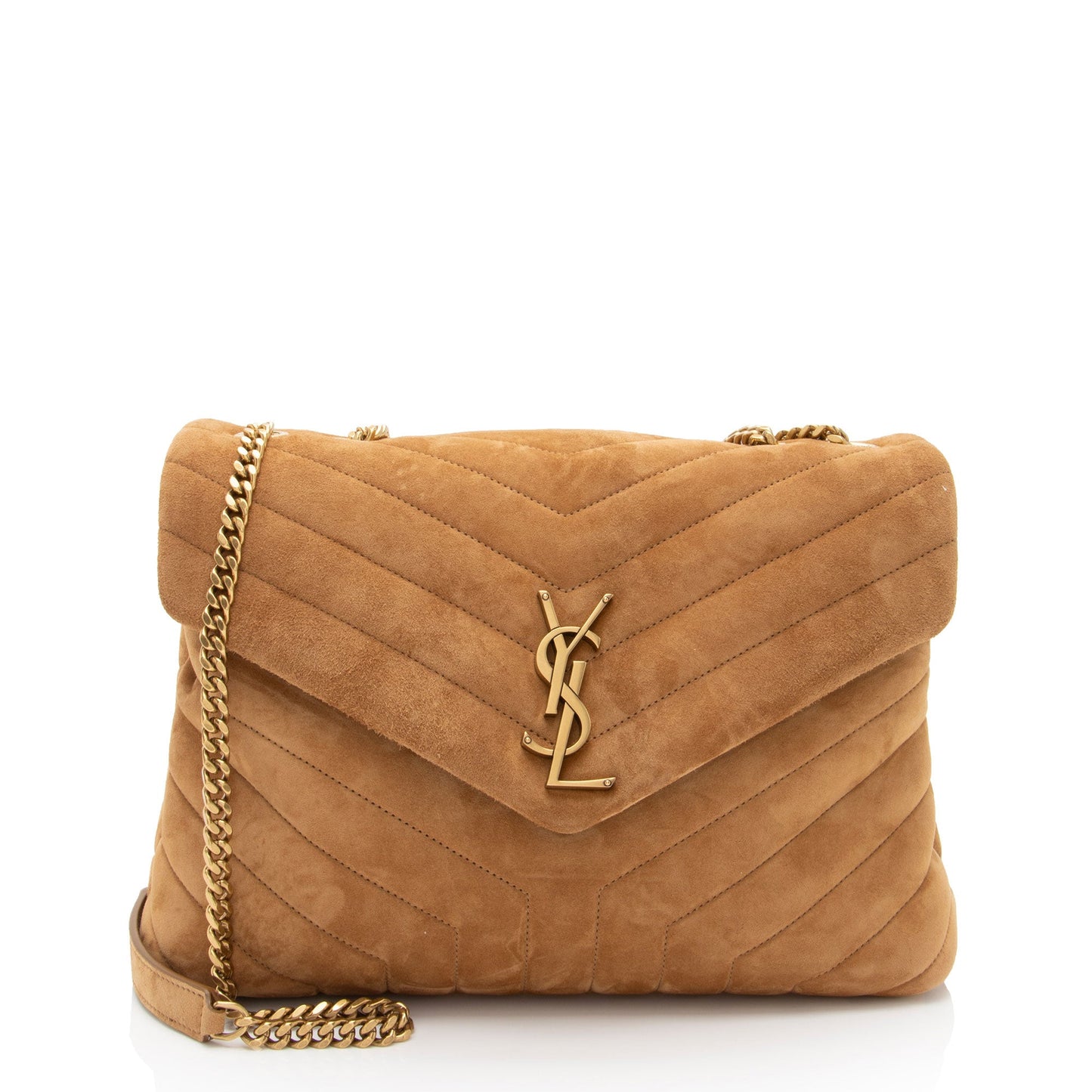 Saint Laurent Suede Monogram LouLou Chain Medium Shoulder Bag KL7XZO