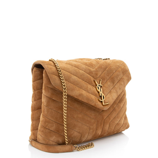 Saint Laurent Suede Monogram LouLou Chain Medium Shoulder Bag Fe7rx7