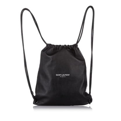 Saint Laurent Teddy Drawstring Leather Backpack (SHG-24541