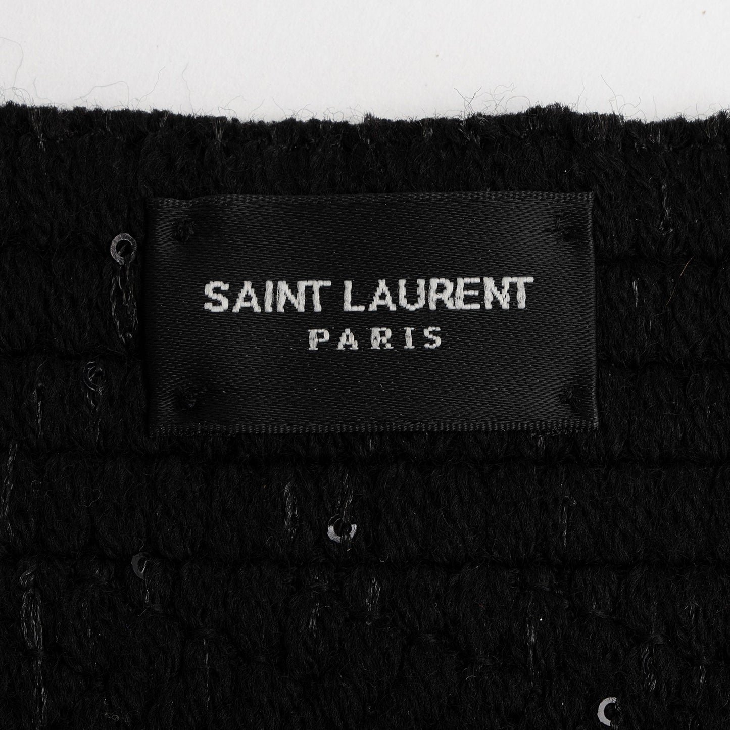 Saint Laurent Wool Silk Sequin Logo Scarf WwCpBB