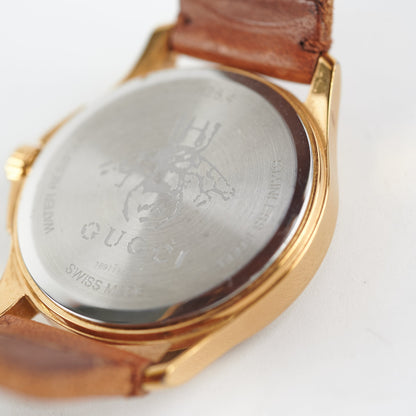 Gucci Timeless Bee Leather Strap Watch Brown