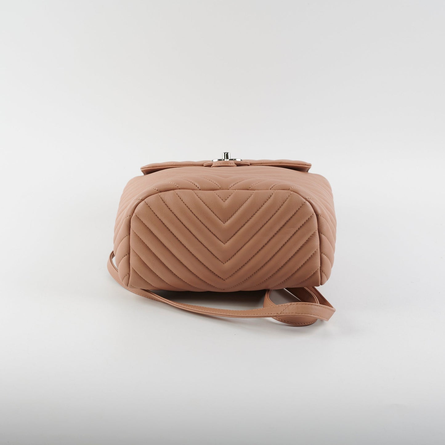 Chanel Calfskin Chevron Small Urban Spirit Backpack Nude