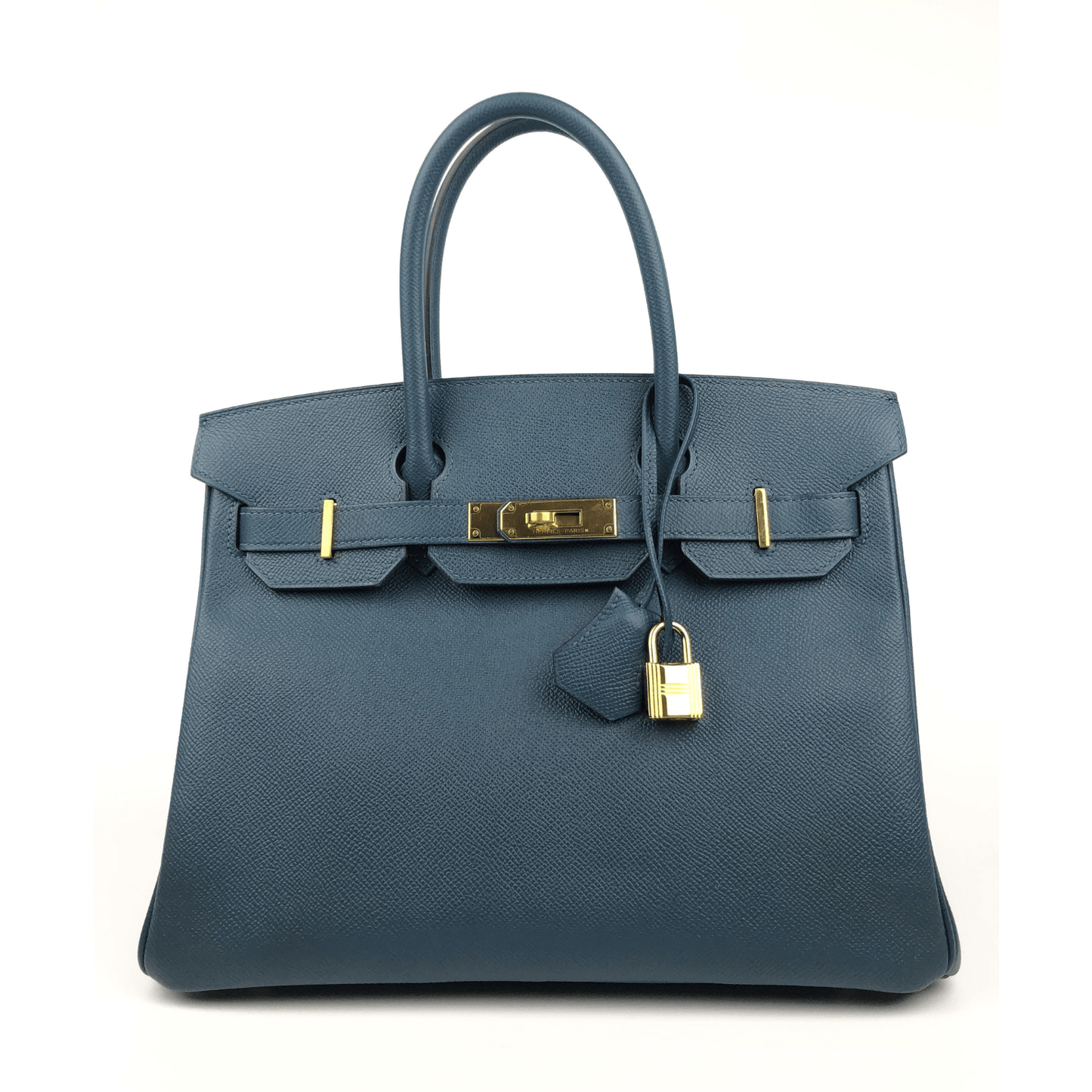 Hermes 30 cm Blue Colvert Epsom Birkin with Gold Hardware