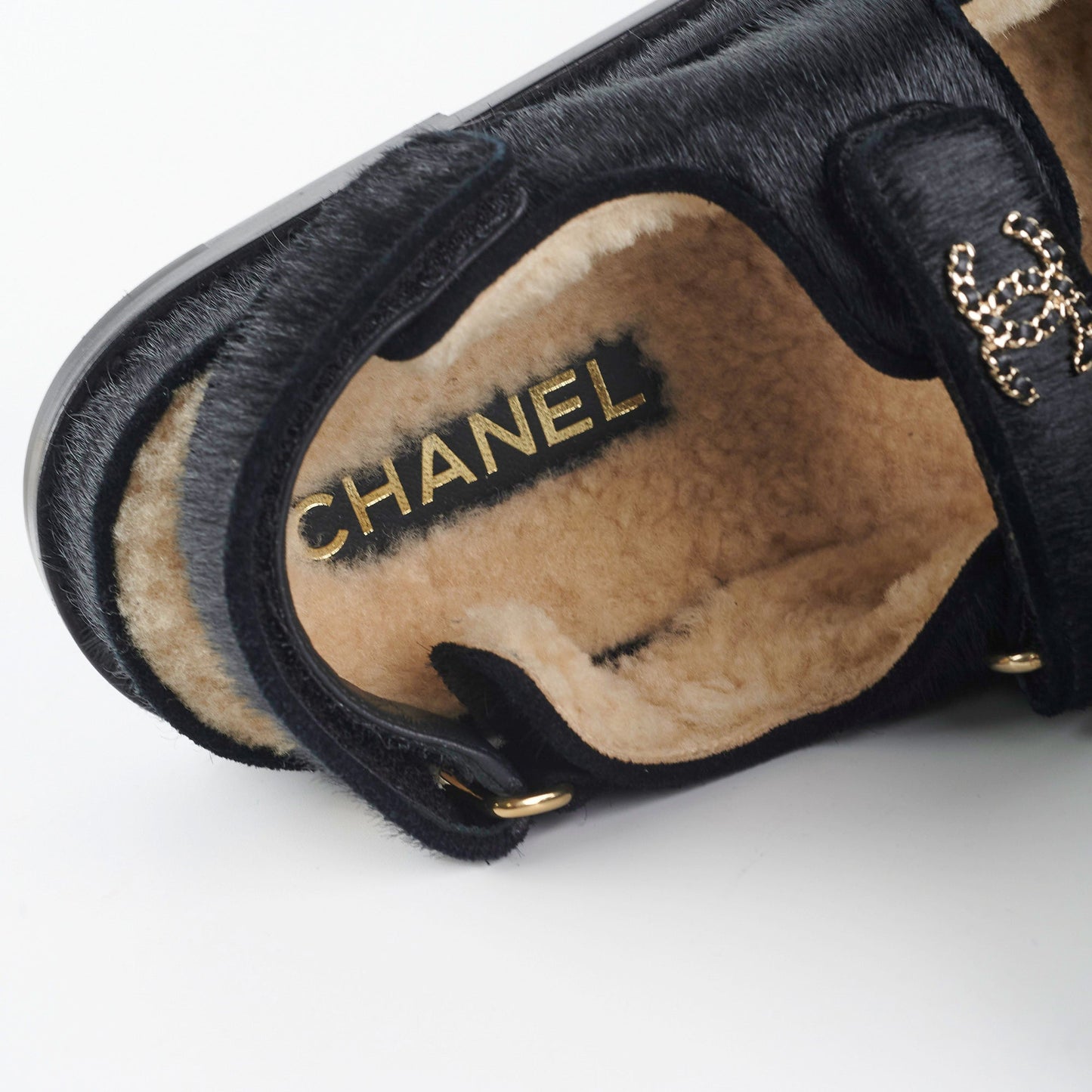 Chanel Calf Hair Sandals Black 36 2023