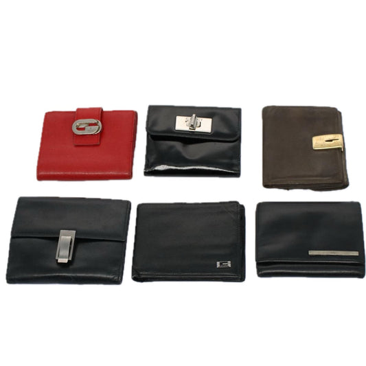 GUCCI PRADA Wallet Leather 6Set Black Red ar10516