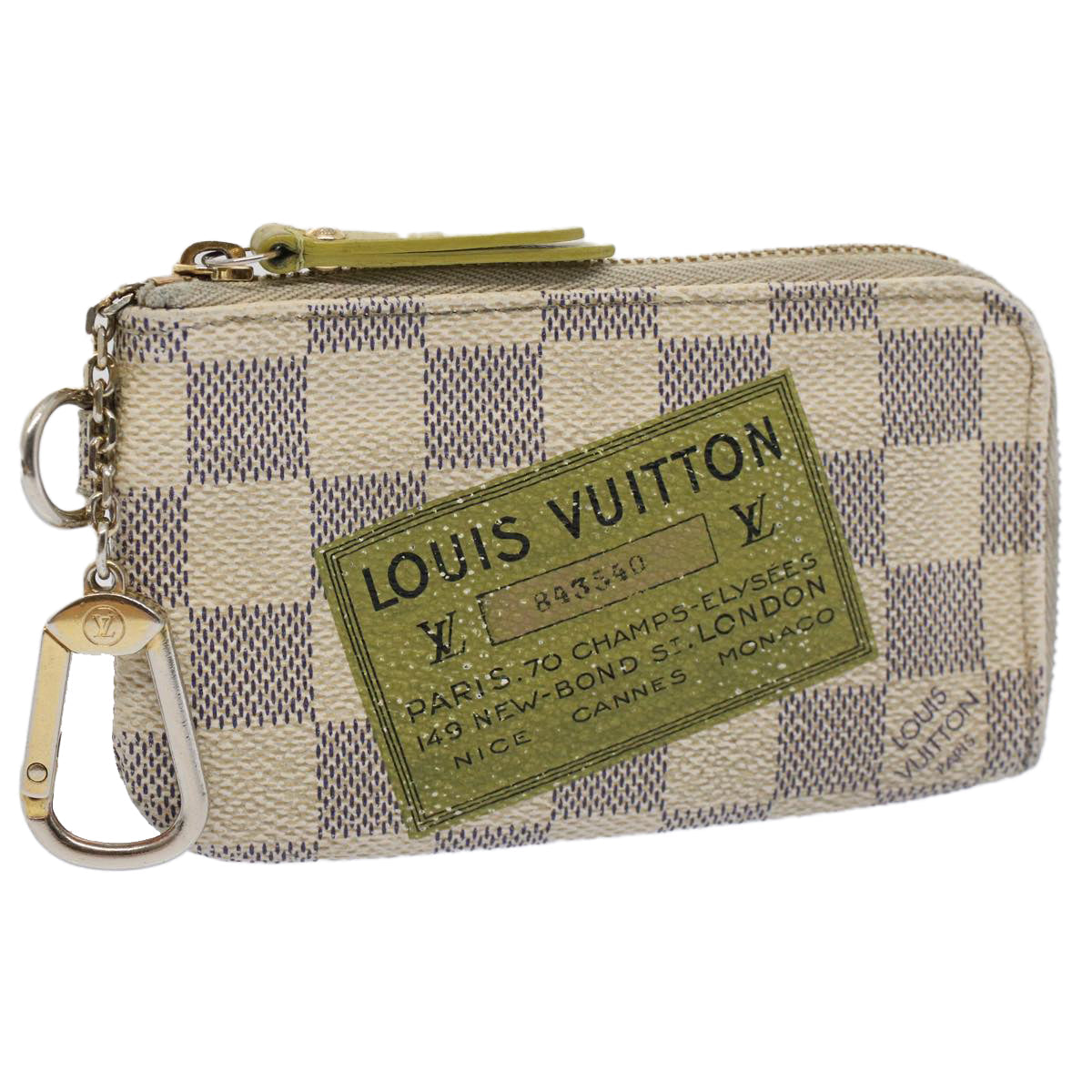 LOUIS VUITTON Damier Azur Pochette Cles Compris Coin Purse N63085  bs8121