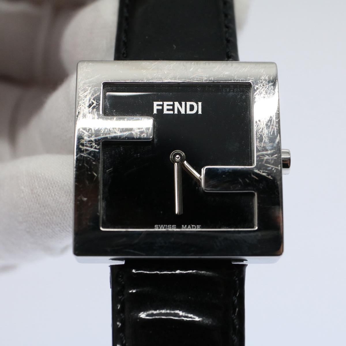 FENDI Watches Metal Enamel Black Silver  ti1346