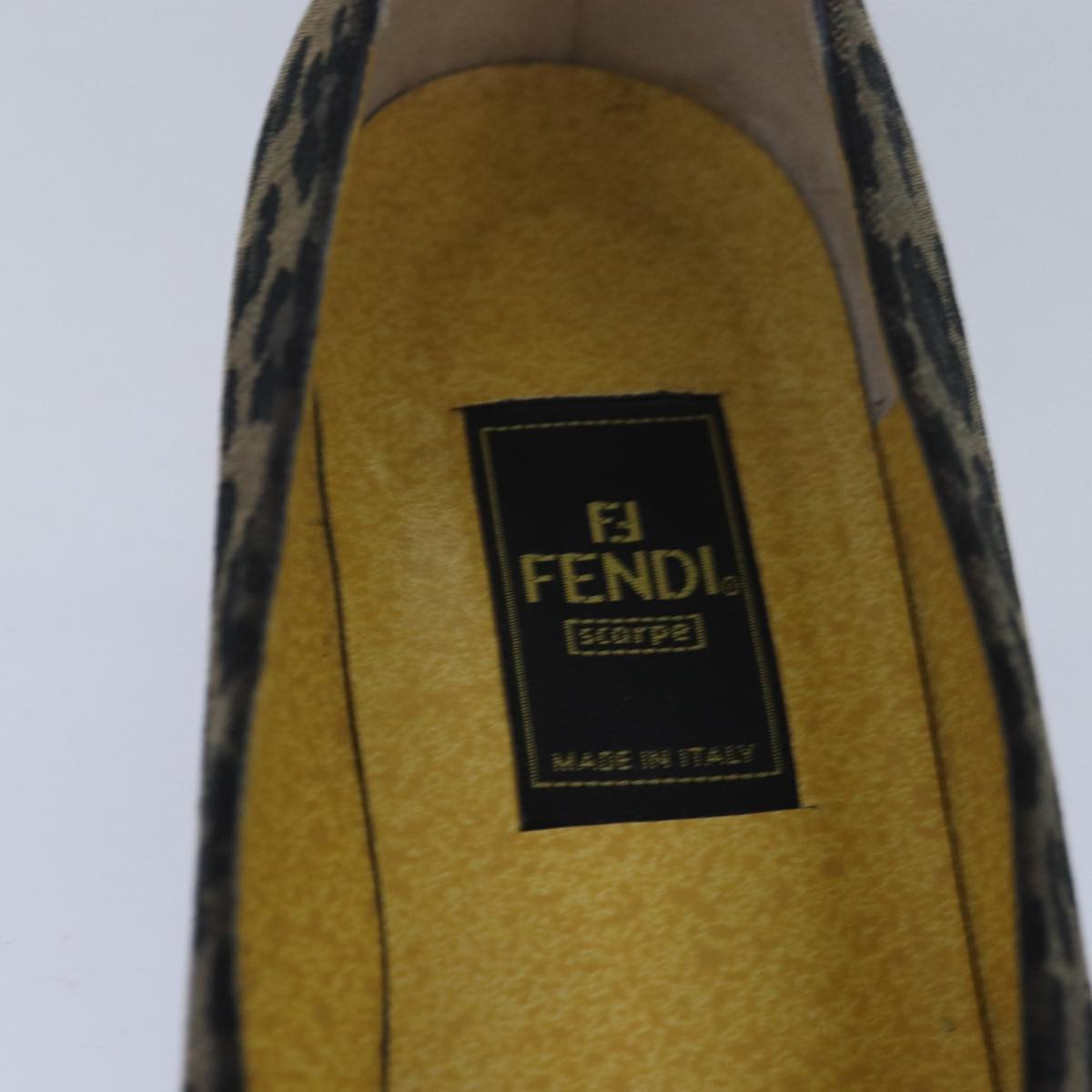 FENDI Leopard pumps shoes Canvas Leather 37.5 Brown Red  ti1874