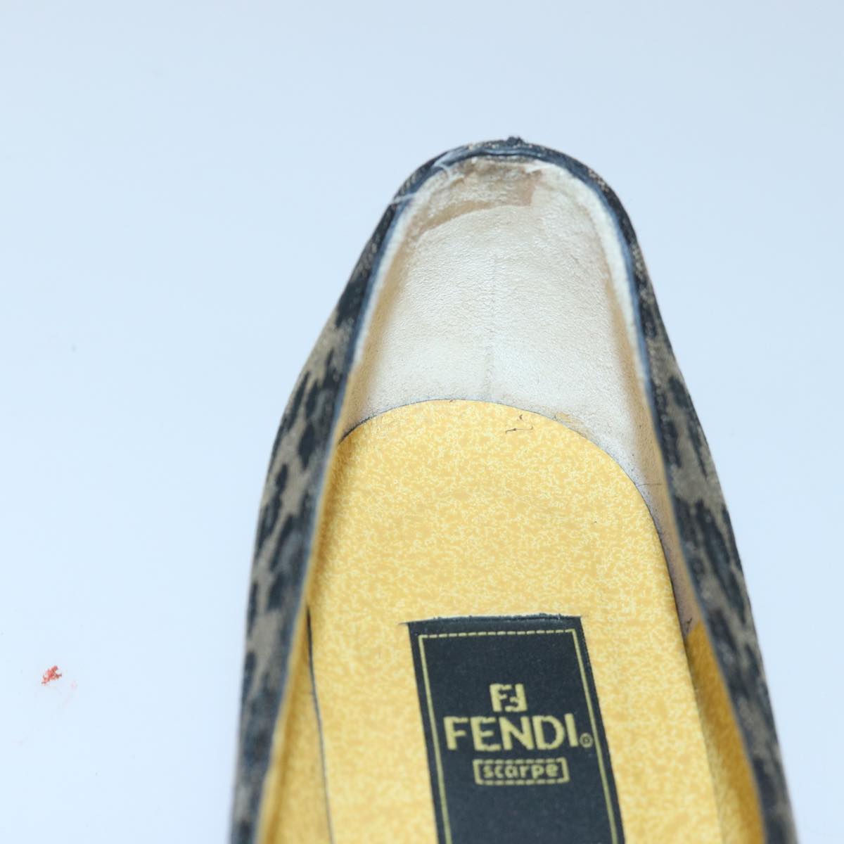 FENDI Leopard pumps shoes Canvas Leather 37.5 Brown Red  ti1874