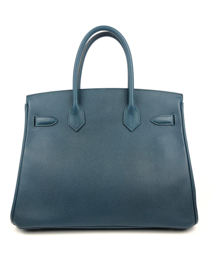 Hermes 30 cm Blue Colvert Epsom Birkin with Gold Hardware