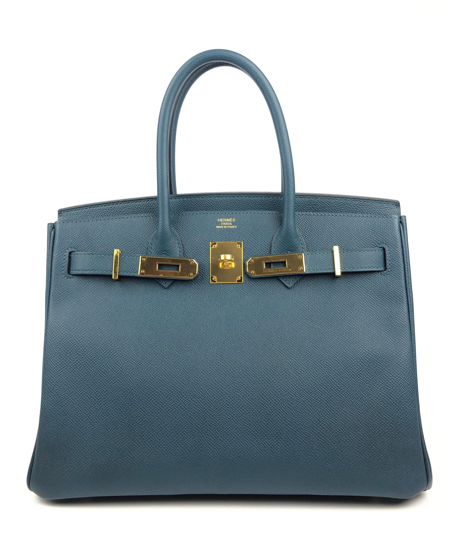 Hermes 30 cm Blue Colvert Epsom Birkin with Gold Hardware