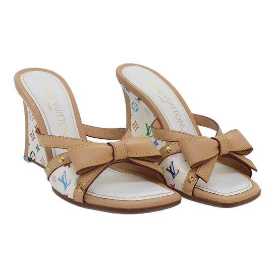 LOUIS VUITTON Monogram Multicolor Mule Sandals 34 White  yk15107