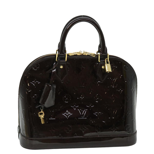 LOUIS VUITTON Monogram Vernis Alma PM Hand Bag Amarante M91611  yk8420