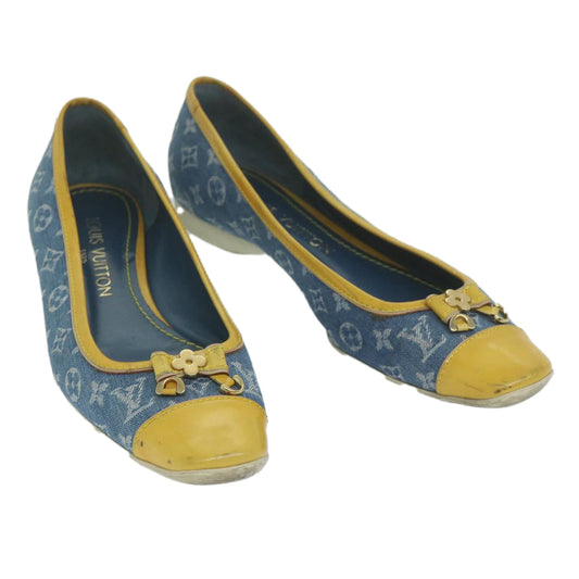 LOUIS VUITTON Monogram Denim Pumps Shoes 36 Blue Yellow  yk9946